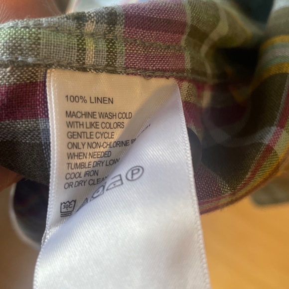 TOMMY BAHAMA Men's Size L 100% Linen Plaid Long Sleeve Shirt Perfect for Easter - Picture 4 of 4